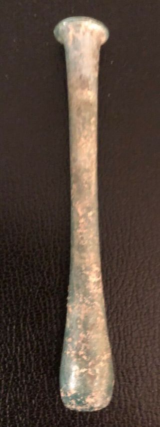 Ancient Roman Green Glass Perfume Or Unguent Vial