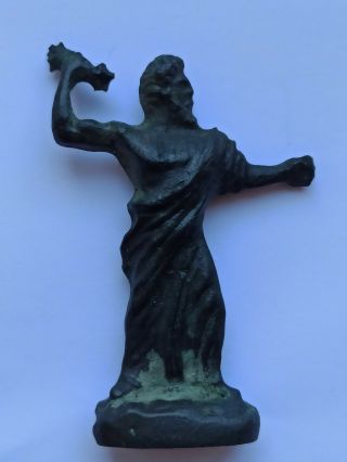 Ancient Roman Bronze Statuette With God Zeus Holding A Lightning Bolt 100 - 400 Ad