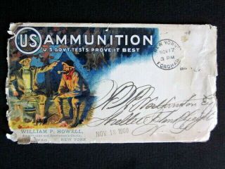 1908 U.  S.  Ammunition Full Color Camping Scene Illustrated Envelope W/letter