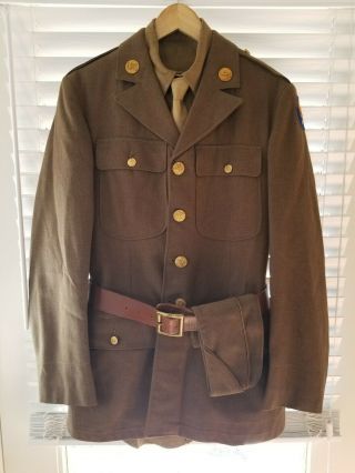Us Wwii Army Air Corps Enlisted Brown Wool Complete Uniform 1941 Belts,  Vintage