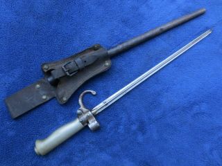 Vintage French M1886/93/16 Lebel Shortened Bayonet Scabbard And Frog