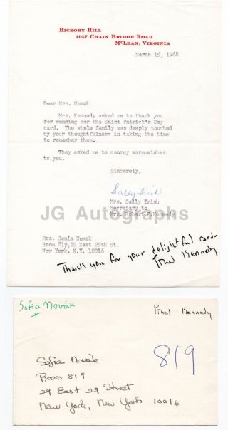 Ethel Kennedy - Wife Of Robert F.  Kennedy - Signed Note On Tls,  1968