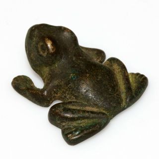 Very Rare Ancient Egyptian Bronze Frog Statue Circa 500 - 100 Bc