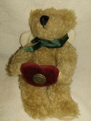 Boyds Bear Beary Christmas Plush Teddy Bear Angel Ornament With Red Heart 5 "