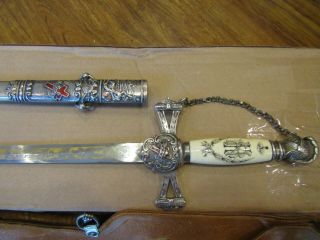 Vintage Knights Templar sword with sheath and leather case (F.  S.  Armstrong Co. 2