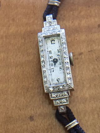 Ladies Vintage Platinum 40 Diamonds Watch For Repair Or Scrap