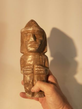 Pre Colombian Carved Stone Warrior Or Priest Figure