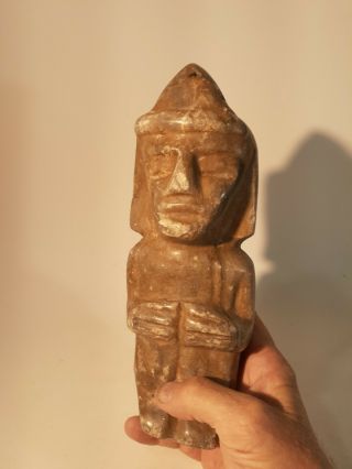 Pre Colombian Carved Stone Warrior or Priest Figure 2