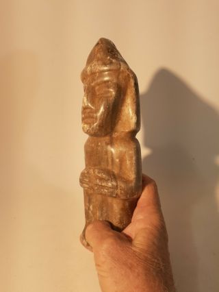 Pre Colombian Carved Stone Warrior or Priest Figure 3
