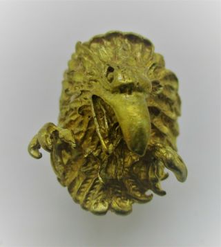 Ancient Roman Style Vintage Gold Gilded Ring With Eagle Bezel