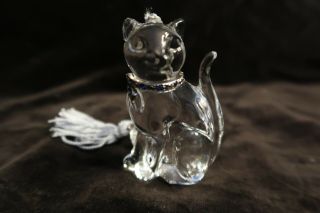 Lenox Crystal Cat Figurine With A Jeweled Necklace And Tassel