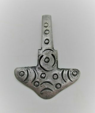 Circa 900 - 1100 Ad Viking Era Norse Silvered Thors Hammer Amulet