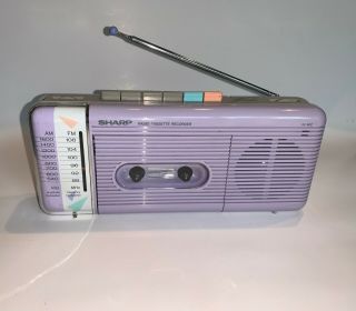 Vtg 80s Sharp Qt - 5 (l) Lavender Am/fm Radio Cassette Recorder Stranger Things