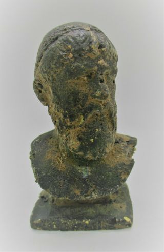 Circa 200 - 300 Ad Ancient Roman Bronze Bust Statue Of Senatorial Figure