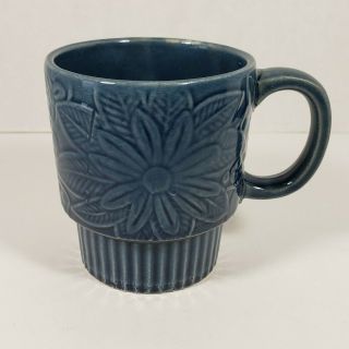 Vintage Blue Floral Made In Japan Coffee Mug Tea Cup 3.  5 " Tall