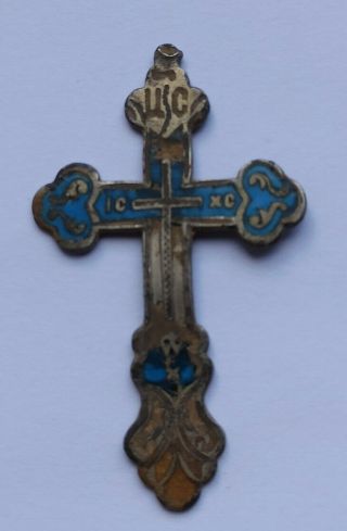 Rare Late Medieval Religious Silver And Enamel Crucifix Cross Ic Xc 1400 - 1500 Ad