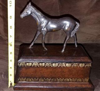 Vintage Maitland Smith Bronze Horse On Wood Base