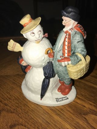 Norman Rockwell Porcelain Figurine Granpa Snowman The Danbury 1980