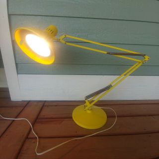 Vintage Luxo Articulated Draft Table Swivel Lamp Mcm Modern Yellow 70s