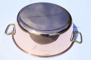 Vintage French Copper Jam Jelly Pan W Rolled Rim Copper Rivets 4.  4lb 14.  8inch