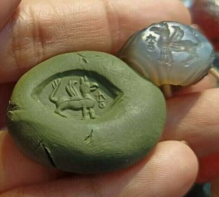 Authentic Ancient Roman Agate Intaglio Greek Gryphon Griffin Seal Bead