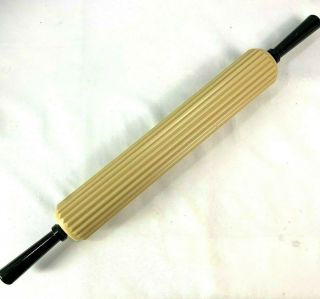 Vintage Professional Tutove Pastry Dough French Grooved Plastic Rolling Pin Euc