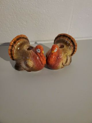 Vintage Otagiri Turkey Taper Candle Holders Thanksgiving Holiday Candle Holders