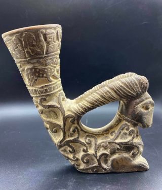 Very Rare Ancient Near Eastern Stone Rhyton Drinking Vessel,  250 - 350 Ad