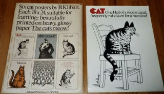 B.  Kliban Cat Posters W/original Envelope Six (6) 8 " X24 " 1977 Workmanpublishing