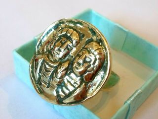 Very Rare,  Detector Find & Polished,  200 - 600 A.  D Roman Senatorial Bust Bronze Ring