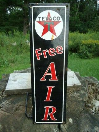Old Vintage 1950s Texaco Air Porcelain Gas Station Pump Advertising Sign