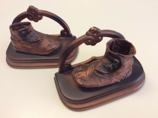 Vintage Bronze / Copper Baby Shoe Bookends