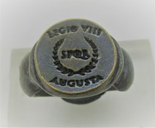 Ancient Roman Bronze Silvered Legionary Seal Ring Legio Viii Augusta