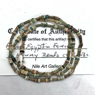 Ancient Egyptian Color Faience Clay Mummy Bead Necklace Artifacts Ca.  600 Bc - L