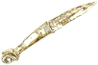 Rare Ancient Gilding Bronze Ritual Dagger Dirk Neolithic Bronze Age 1000 ВС