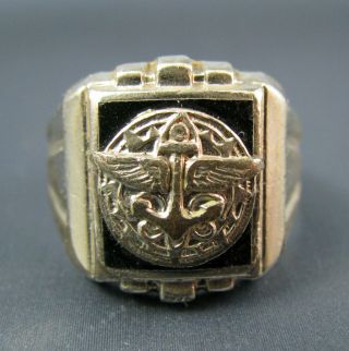 Vintage Bsa Boy Scouts Of America Sterling Silver Ring Sz.  8 1/4 Us Circa 1950