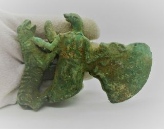 Scarce Circa 1000bce Ancient Luristan Bronze War Axe With Beast Terminals