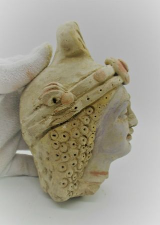 RARE ANCIENT GANDHARA STUCCO HEAD STATUE FRAGMENT MALE HEAD CIRCA 200 BC 2
