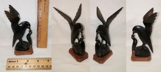 4 Vintage Oriental Birds Carved from Horn 3