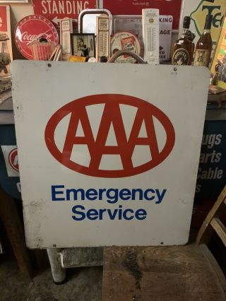 Vintage Double Sided Triple Aaa Emergency Service Sign 1996’