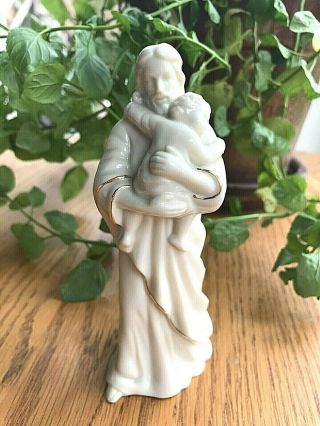 Lenox Jesus " Bless This Child " Ivory Gold Trim Porcelain 5.  25 " Figurine