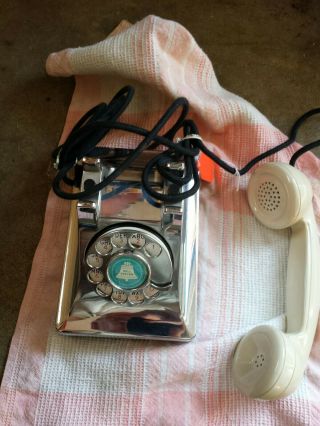 Vintage Bell Systems Western Electric 302 Telephone Chrome With White Handset