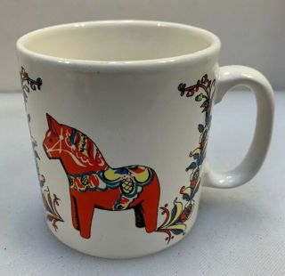 Swedish Dala Horse Flowers Coffee Mug Tea Cup England Made