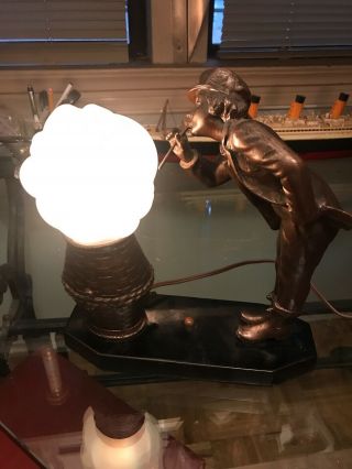 Vintage Night Light Table Lamp Boy Blowing Bubbles