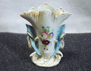 Vintage Conta & Boehme Mini Vase Floral With Gold Trim,  4 Inches Tall