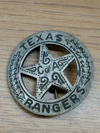 Vintage Antique Texas Rangers Company A Badge Old Silver Mexican Peso Coin