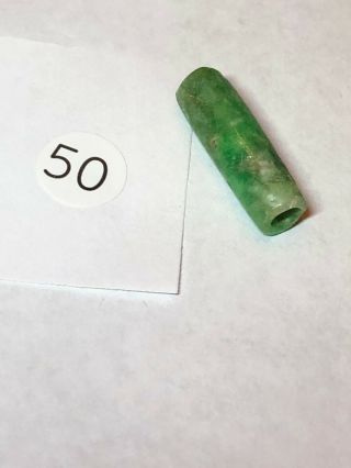 Pre Columbian Mayan Authentic Jade Carved Ancient Bead Really Fine Color 3/4 "
