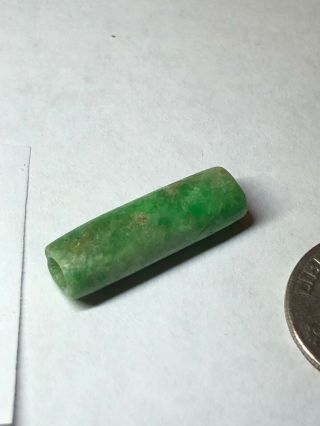 Pre Columbian Mayan Authentic Jade Carved Ancient Bead Really fine color 3/4 