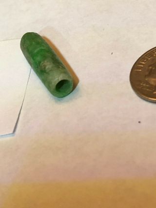 Pre Columbian Mayan Authentic Jade Carved Ancient Bead Really fine color 3/4 
