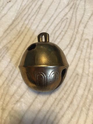 Antique Brass Sleigh Bell Rare Makers Mark,  G.  A.  & W.  No.  7
